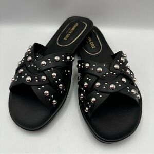 New Kenneth Cole New York Jula Stud Black Slide Womens Size 9M Strappy Studded